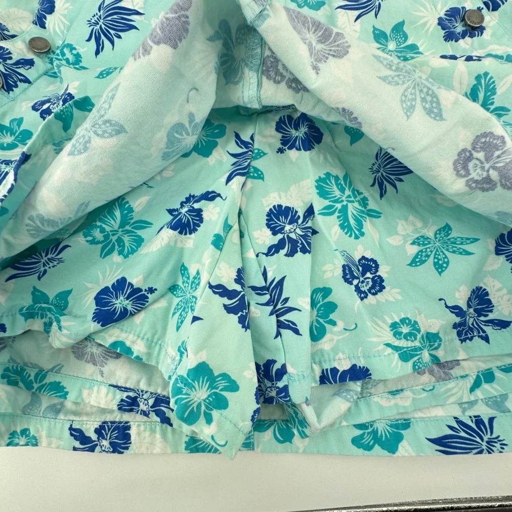 Liz Claiborne Floral Skort L Blue Denim Corset Back Tropical Casual Coastal - Picture 5 of 11